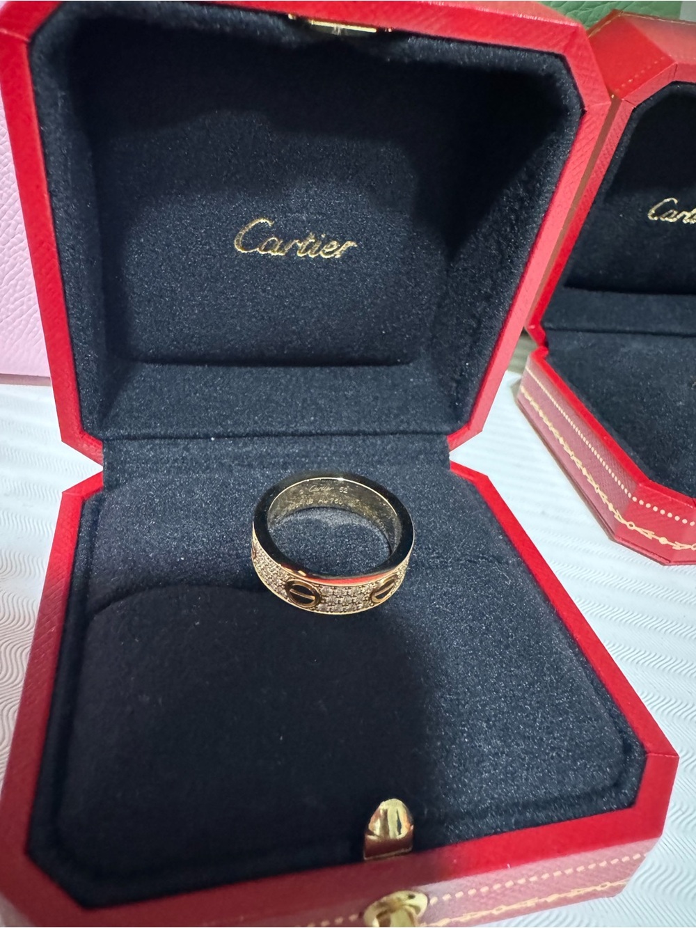 Cartier Yellow Gold Paved Love Ring - Picture 3 of 5